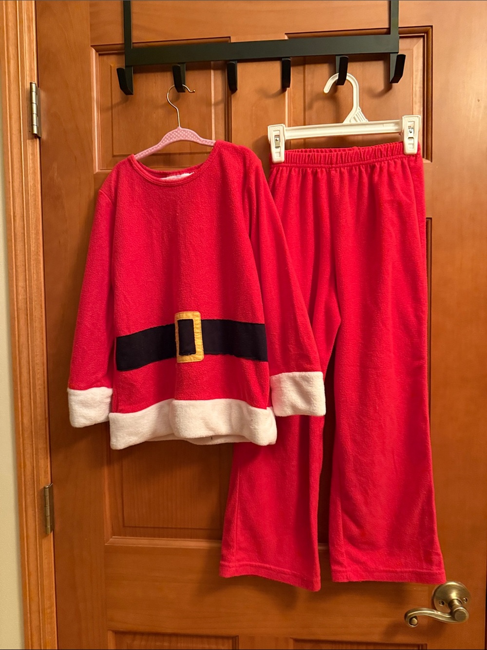 Child's Red Santa Pajama Set with Belt Detail
